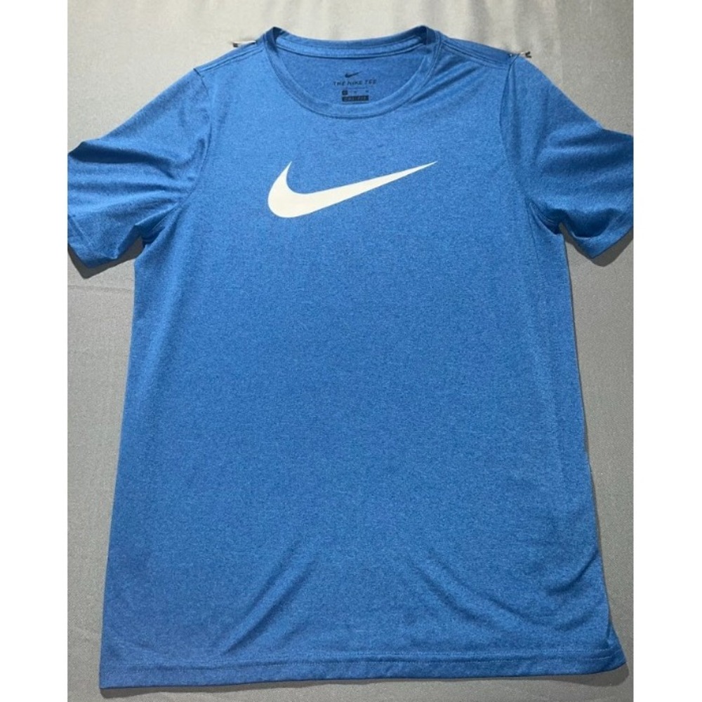 Nike Dri-FIT Boys XL Blue Heathered Short Sleeve Graphic Swoosh T-Shirt - 0104